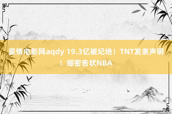 爱情电影网aqdy 19.3亿被圮绝！TNT发表声明！细密告状NBA