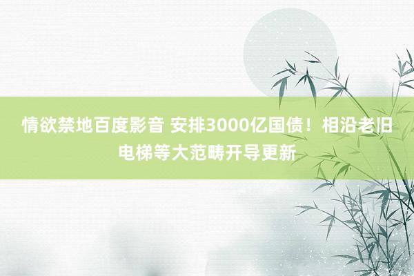 情欲禁地百度影音 安排3000亿国债！相沿老旧电梯等大范畴开导更新