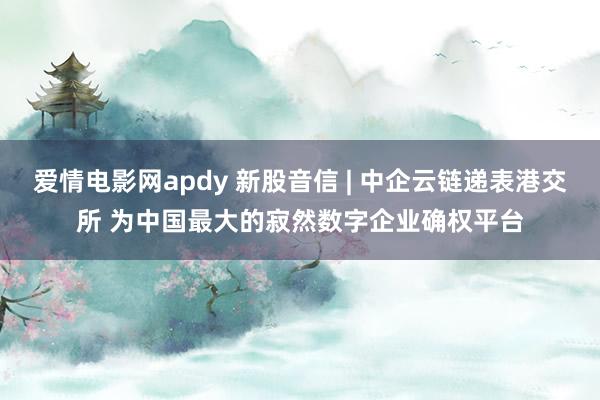 爱情电影网apdy 新股音信 | 中企云链递表港交所 为中国最大的寂然数字企业确权平台