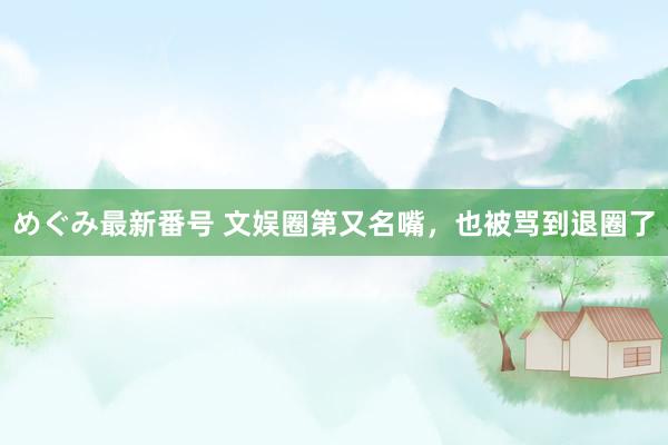 めぐみ最新番号 文娱圈第又名嘴，也被骂到退圈了