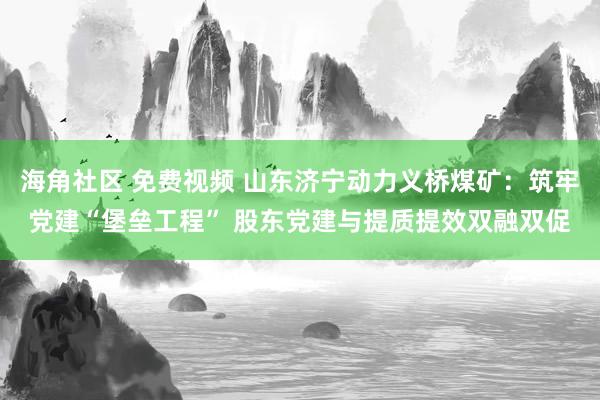 海角社区 免费视频 山东济宁动力义桥煤矿：筑牢党建“堡垒工程” 股东党建与提质提效双融双促