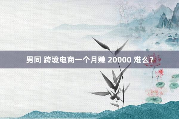 男同 跨境电商一个月赚 20000 难么？