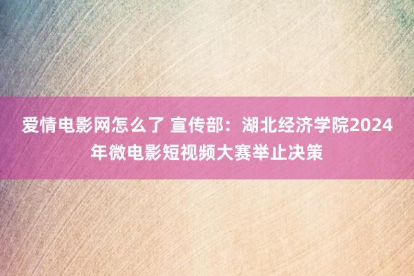 爱情电影网怎么了 宣传部：湖北经济学院2024年微电影短视频大赛举止决策