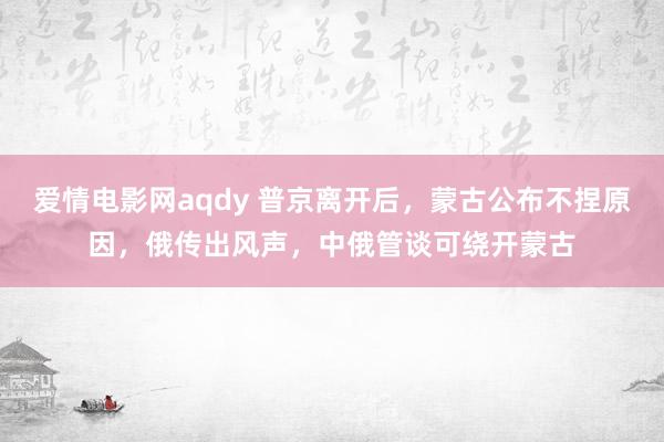 爱情电影网aqdy 普京离开后，蒙古公布不捏原因，俄传出风声，中俄管谈可绕开蒙古