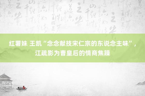 红薯妹 王凯“念念献技宋仁宗的东说念主味”，江疏影为曹皇后的情商焦躁