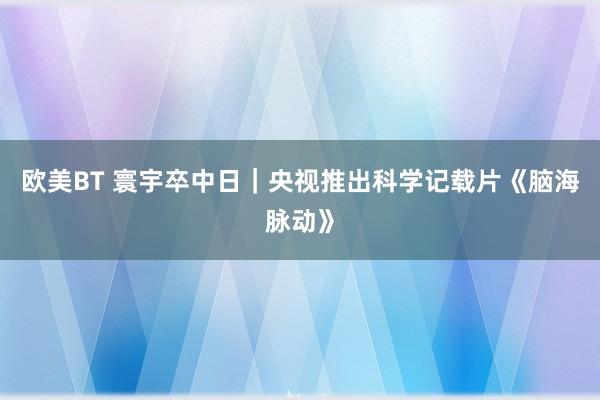 欧美BT 寰宇卒中日｜央视推出科学记载片《脑海脉动》